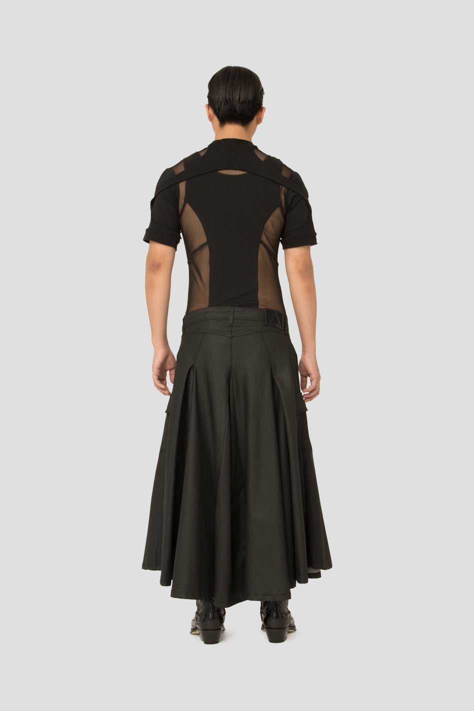 JNORIG Denim Pleated Skirt Black