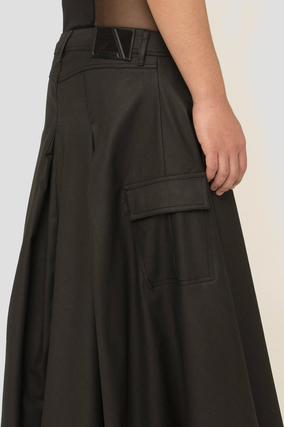 JNORIG Denim Pleated Skirt Black